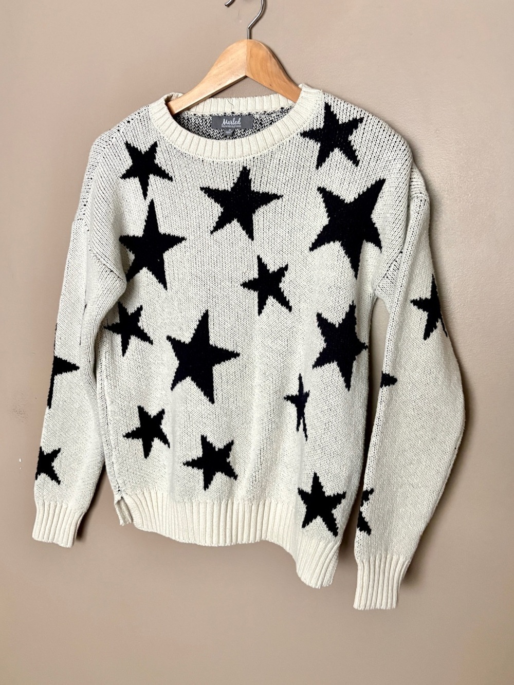 Marled Reunited Clothing crewneck knit star sweater cotton acrylic Americana M